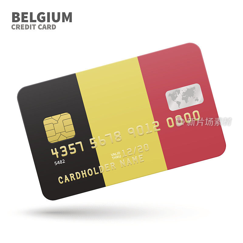 Credit card with Belgium flag background for bank, presentations and